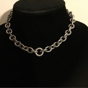 Judith Ripka textured link sterling silver necklace